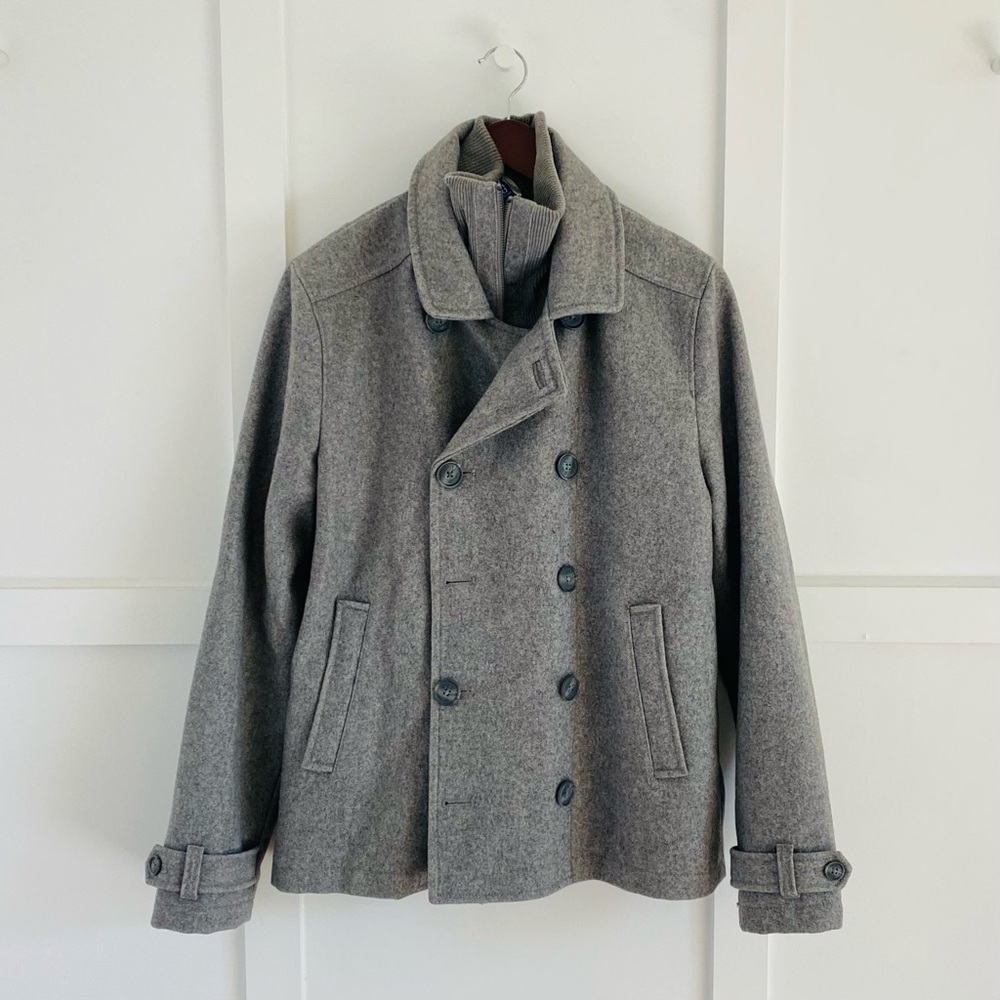 Men's Gray Wool Peacoat